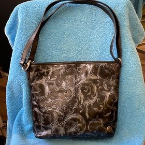 Black embossed Tignanello leather purse